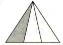 Отметь, верно ли, что закрашена одна часть треугольника.